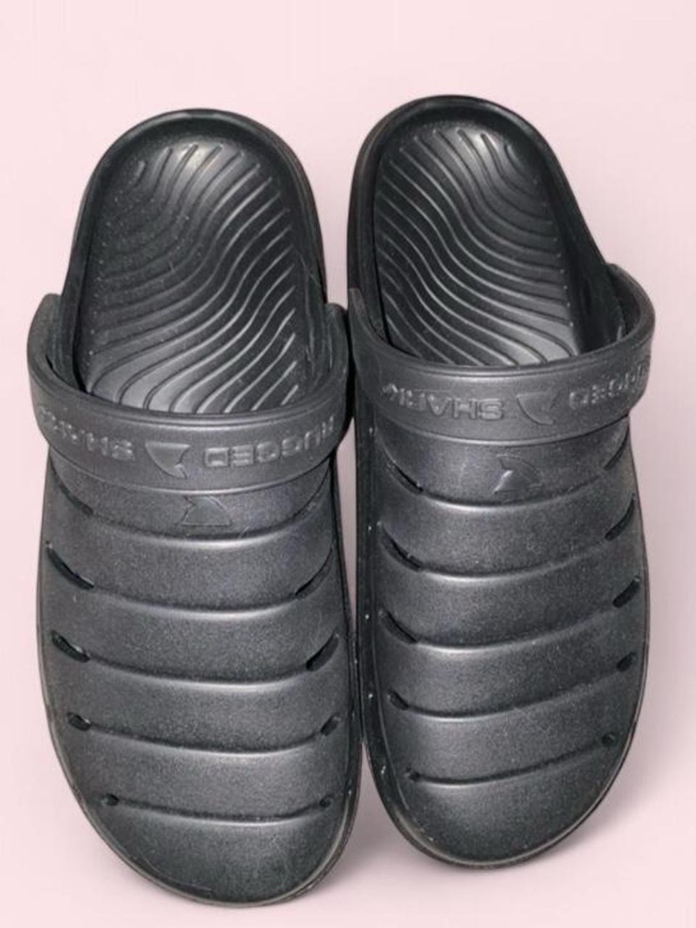 Rugged Shark Black Clogs Slip-On Shoes Men Size 10